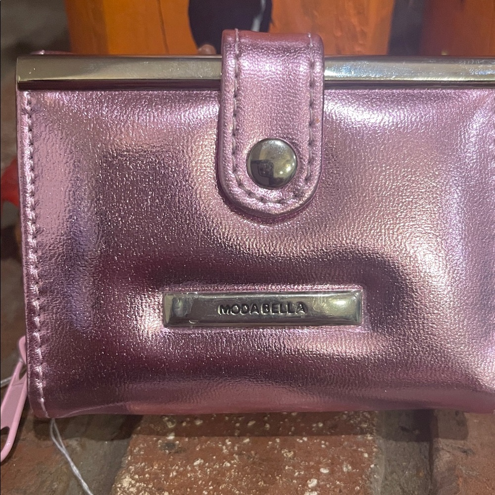 Pink Metallic Women's Trifold Wallet with Outside zip compartment EASTER - Picture 5 of 7